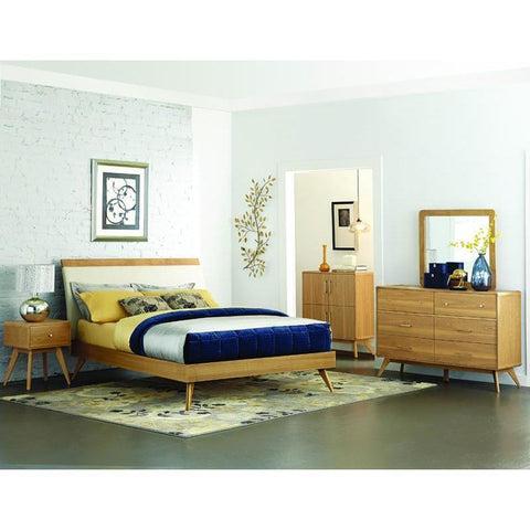 Homelegance Anika 4 Piece Platform Bedroom Set w/Display Cabinet in Light Ash