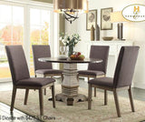 Homelegance Anna Claire 5 Piece Round Dining Room Set w/Side Wing Chairs in Driftwood