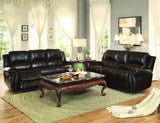 Homelegance Annapolis Double Reclining Sofa in Dark Brown Leather Gel Match
