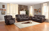 Homelegance Anniston Ls Double Glider Recliner With Console In Dark Brown Airehyde
