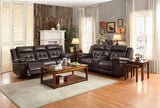 Homelegance Anniston Sofa, Double Recliner, Leather In Dark Brown Airehyde