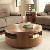 Homelegance Aquinnah Round Cocktail Table w/ Casters in Walnut