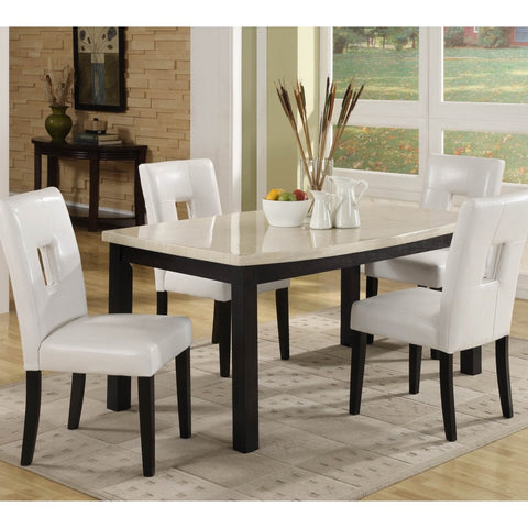 Homelegance Archstone 5 Piece 60 Inch Dining Room Set w/ White Chairs