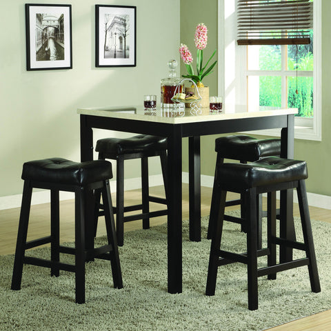 Homelegance Archstone 5 Piece Faux Marble Counter Height Table Set in Black