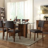 Homelegance Aria 7 Piece Glass Top Dining Room Set w/ Dark Brown Chairs
