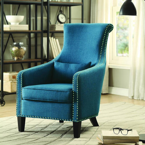 Homelegance Arles Accent Chair w/Kidney Pillow in Blue