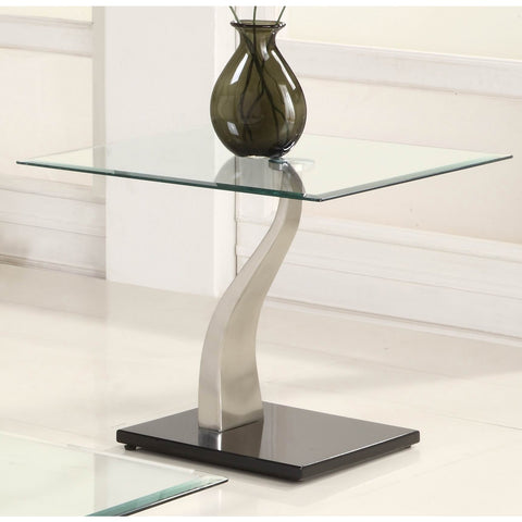 Homelegance Atkins Square Glass End Table in Chrome & Black Metal