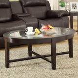 Homelegance August 3 Piece Oval Glass Coffee Table Set in Rich Espresso