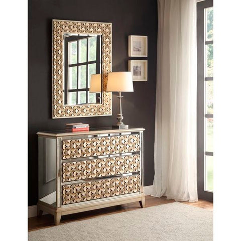 Homelegance Avadore Accent Cabinet, Gold & Mirror In Champagne Finish