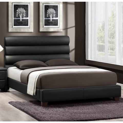 Homelegance Aven Upholstered Platform Bed in Black Bi-Cast Vinyl