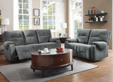 Homelegance Bensonhurst Power Double Reclining Sofa in Cool Blue Grey Fabric