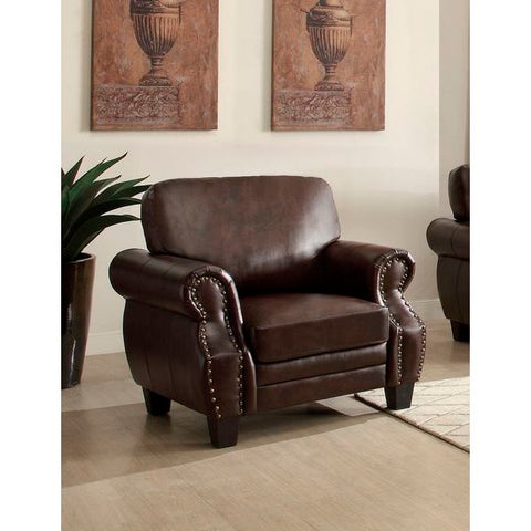 Homelegance Bertrand Chair In Dark Brown Bonded Leather Match