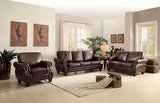 Homelegance Bertrand Love Seat & Sofa In Dark Brown Bonded Leather Match