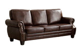 Homelegance Bertrand Three Piece Sofa Set In Dark Brown Bonded Leather Match