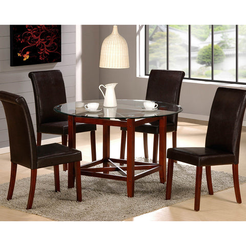 Homelegance Beyond Round Glass Dining Table in Cherry