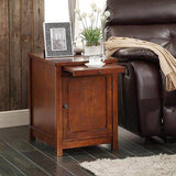 Homelegance Booker End Table w/ Slide-Out Tray in Warm Brown