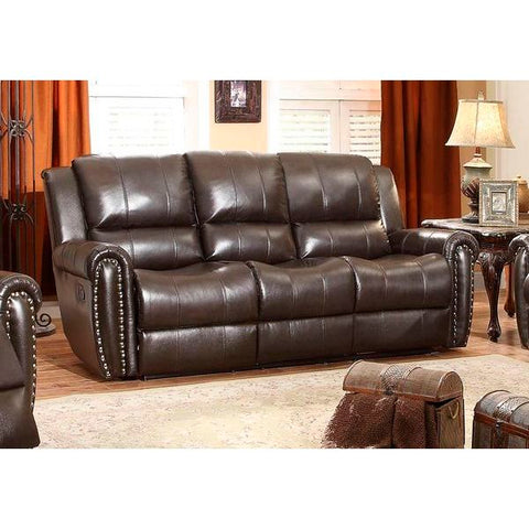 Homelegance Bosworth Recliner Sofa In Dark Brown Genuine Top Grain Leather Match