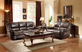 Homelegance Bosworth Three Piece Sofa Set In Dark Brown Genuine Top Grain Leather Match