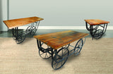 Homelegance Bremerton Sofa Table w/Functional Wheels in Oak & Black Metal