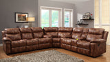 Homelegance Brooklyn Heights Double Glider Reclining Loveseat w/ Center Console in Brown Microfiber