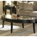 Homelegance Brooksby Oval Mirrored Cocktail Table in Cherry