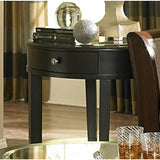 Homelegance Brooksby Oval Mirrored End Table in Cherry