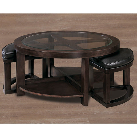 Homelegance Brussel Round Cocktail Table w/ 2 Ottomans