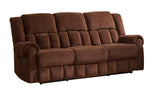 Homelegance Bunker Sofa, Double Recliner In Chocolate Polyester