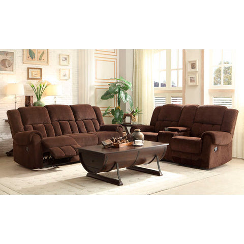 Homelegance Bunker Three Piece Sofa Set In Chocolate Polyester