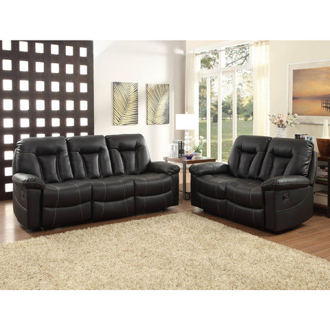 Homelegance Cade 2 Piece Living Room Set in Black Leather