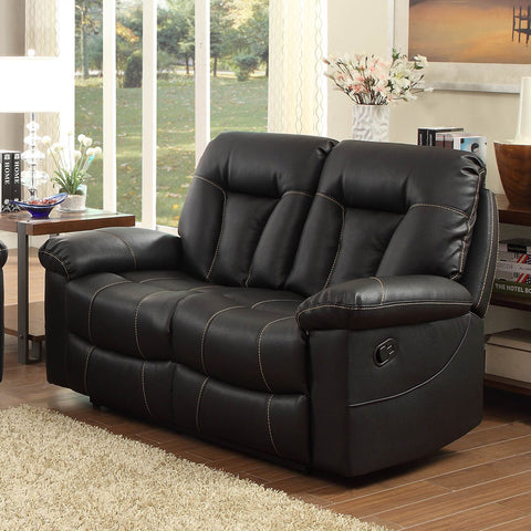 Homelegance Cade Double Reclining Loveseat in Black Leather