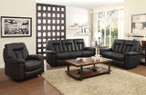 Homelegance Cade 3 Piece Living Room Set in Black Leather