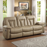 Homelegance Cade Double Reclining Sofa in Taupe Leather
