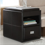 Homelegance Carbon Vinyl Side Table w/ Reversible Tray Top