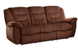 Homelegance Cardwell Double Recliner Sofa Choc Fabric In Chocolate Fabric