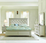 Homelegance Celandine Platform Bed w/Upholstered Headboard in Silver