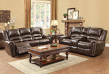 Homelegance Center Hill Doble Glider Reclining Loveseat w/ Center Console in Brown Leather