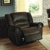 Homelegance Center Hill Glider Reclining Chair in Dark Brown Leather