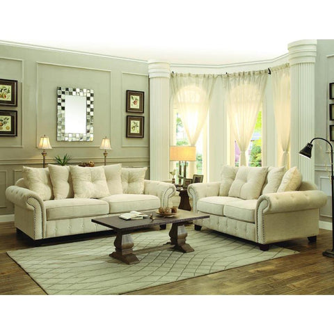 Homelegance Centralia 2 Piece Living Room Set in Cream Fabric