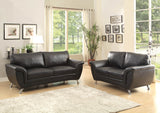 Homelegance Chaska 2 Piece Living Room Set in Black Leather