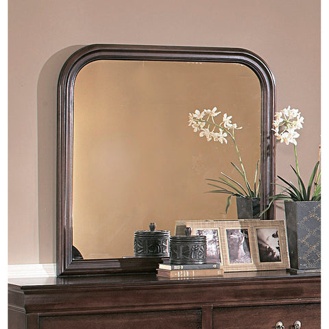 Homelegance Chateau Brown Square Mirror in Warm Cherry