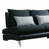 Homelegance Codman Sofa Chaise in Dark Grey Fabric & Black Vinyl