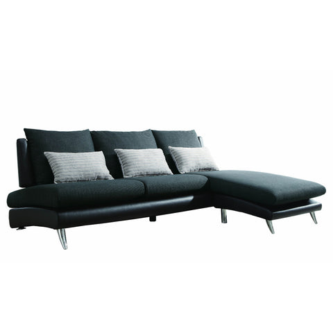 Homelegance Codman Sofa Chaise in Dark Grey Fabric & Black Vinyl