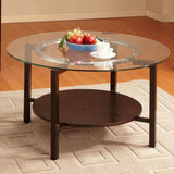 Homelegance Concentric 3 Piece Round Glass Coffee Table Set in Copper