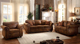 Homelegance Corvallis Sofa With 2 Pillows In Brown Bomber Jacket Microfiber