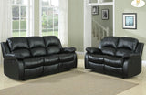 Homelegance Cranley Double Reclining Sofa in Black Leather