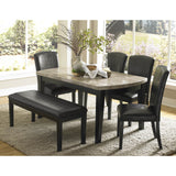 Homelegance Cristo 5 Piece Marble Top Dining Room Set in Black