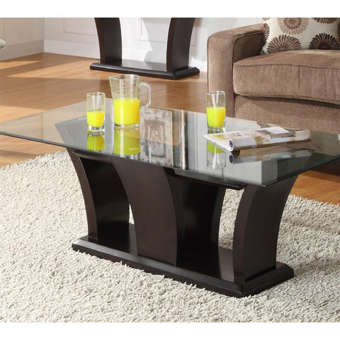 Homelegance Daisy Glass Top Cocktail Table in Espresso