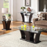 Homelegance Daisy Round Glass Top End Table in Espresso