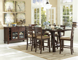 Homelegance Denton Mills 8 Piece Counter Height Table Set w/ Two End Leaves in Warm Brown